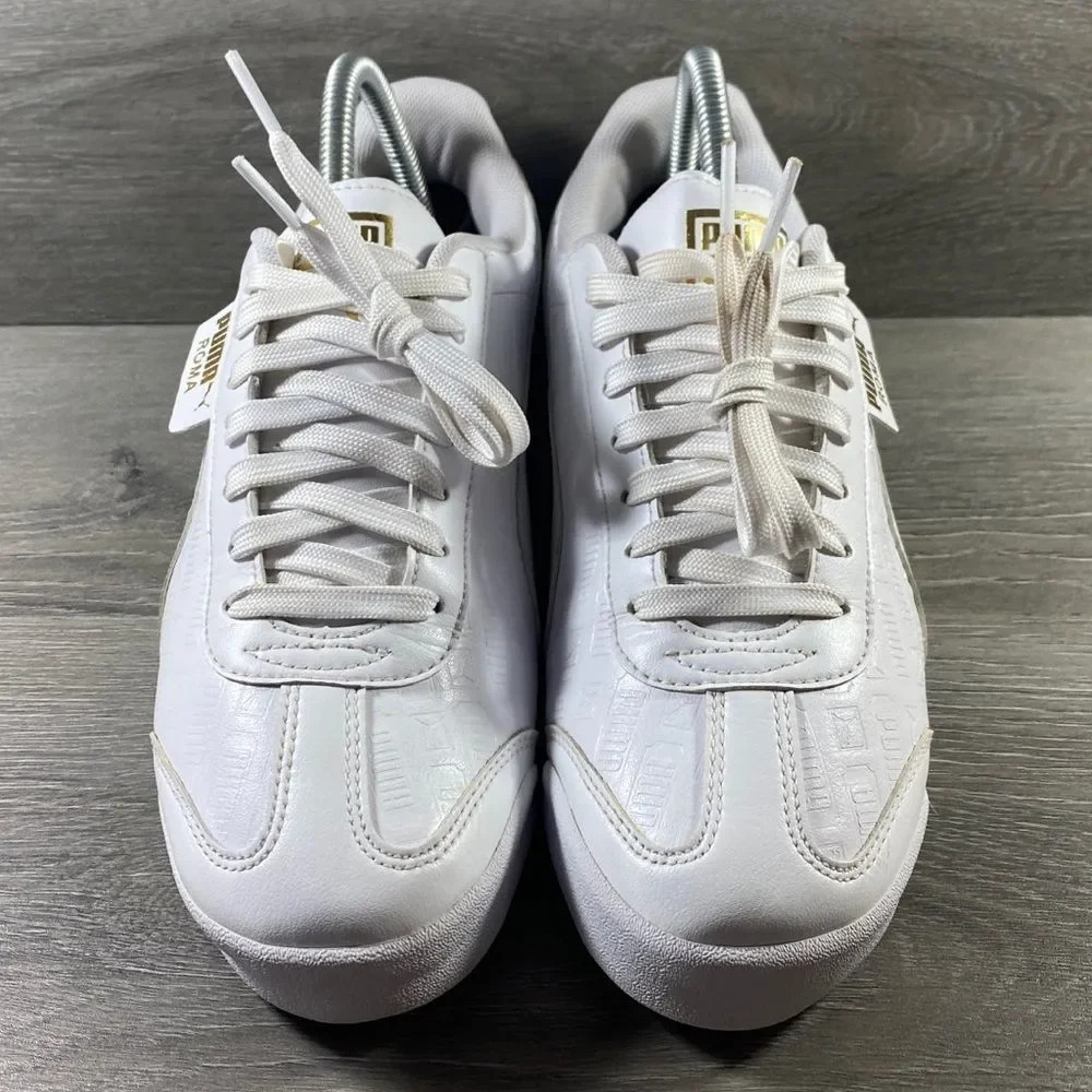 Women’s PUMA Roma Reinvent Sneakers White/Gold (369973 01) Sz 8.5 - Picture 6 of 8